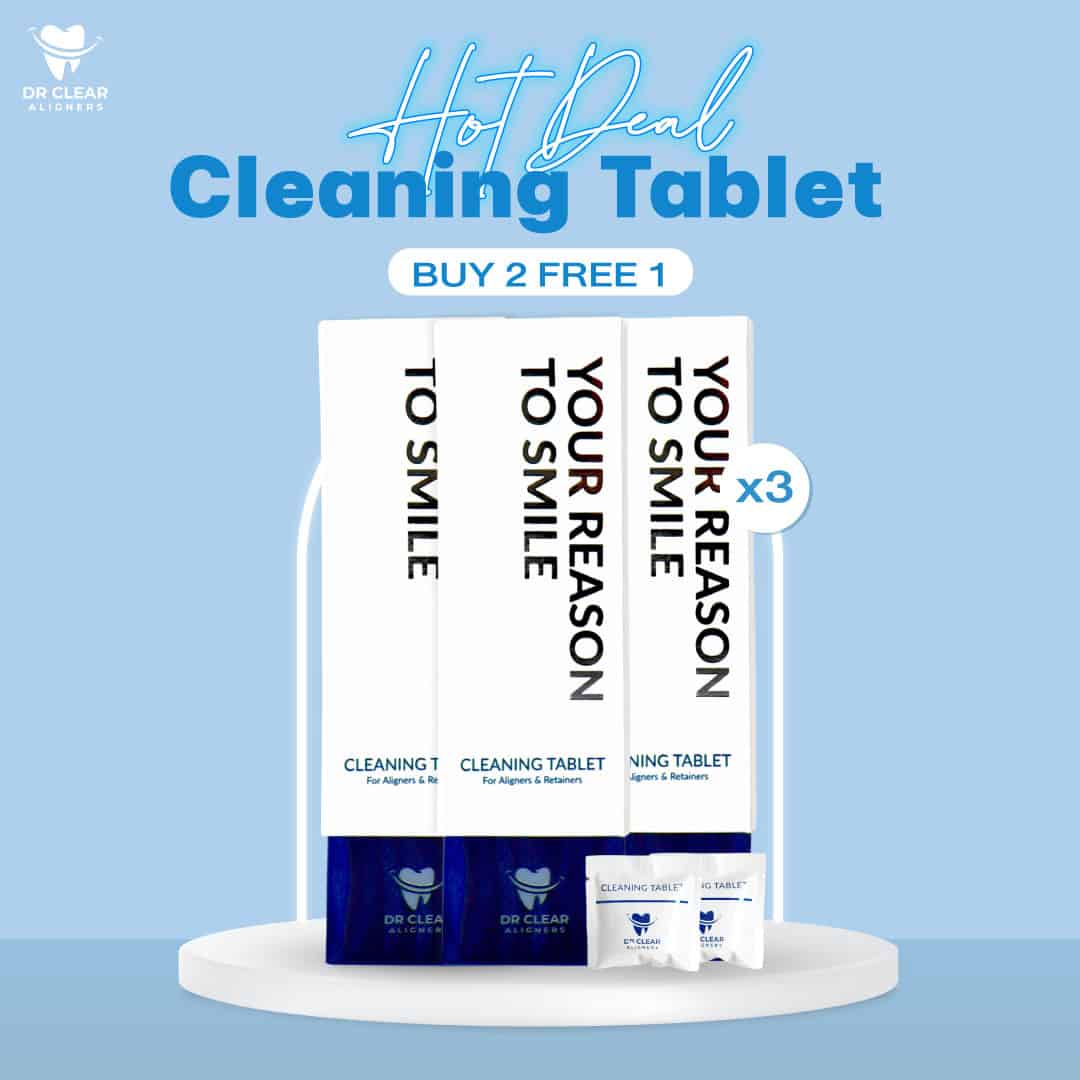 ผลิตภัณฑ์ทำความสะอาดอุปกรณ์จัดฟันใส (Cleaning Tablet) 2 กล่อง ฟรี! 1 กล่อง